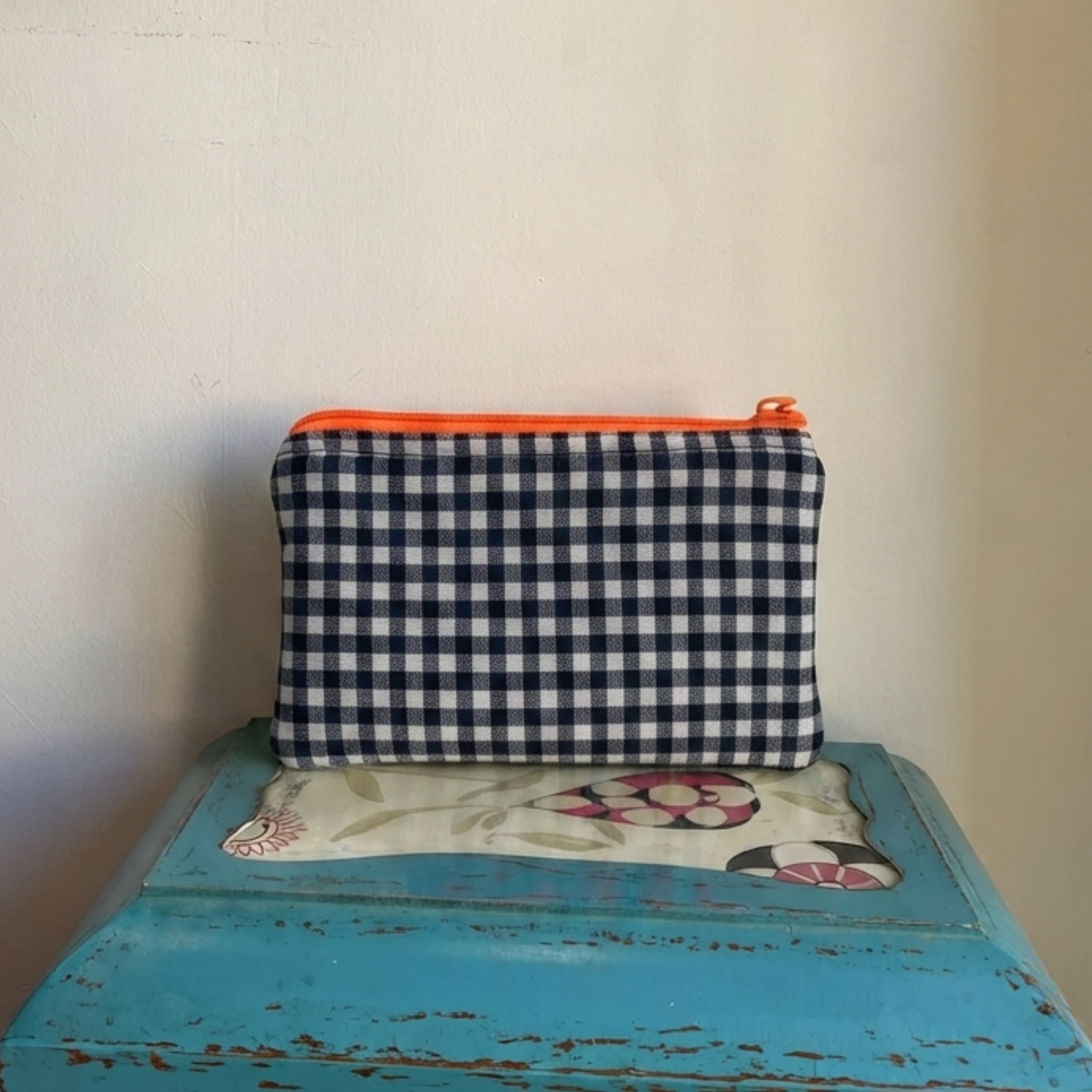 Monedero feria vichy negro y naranja