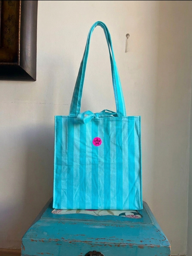 Bolso shooper rayas azul